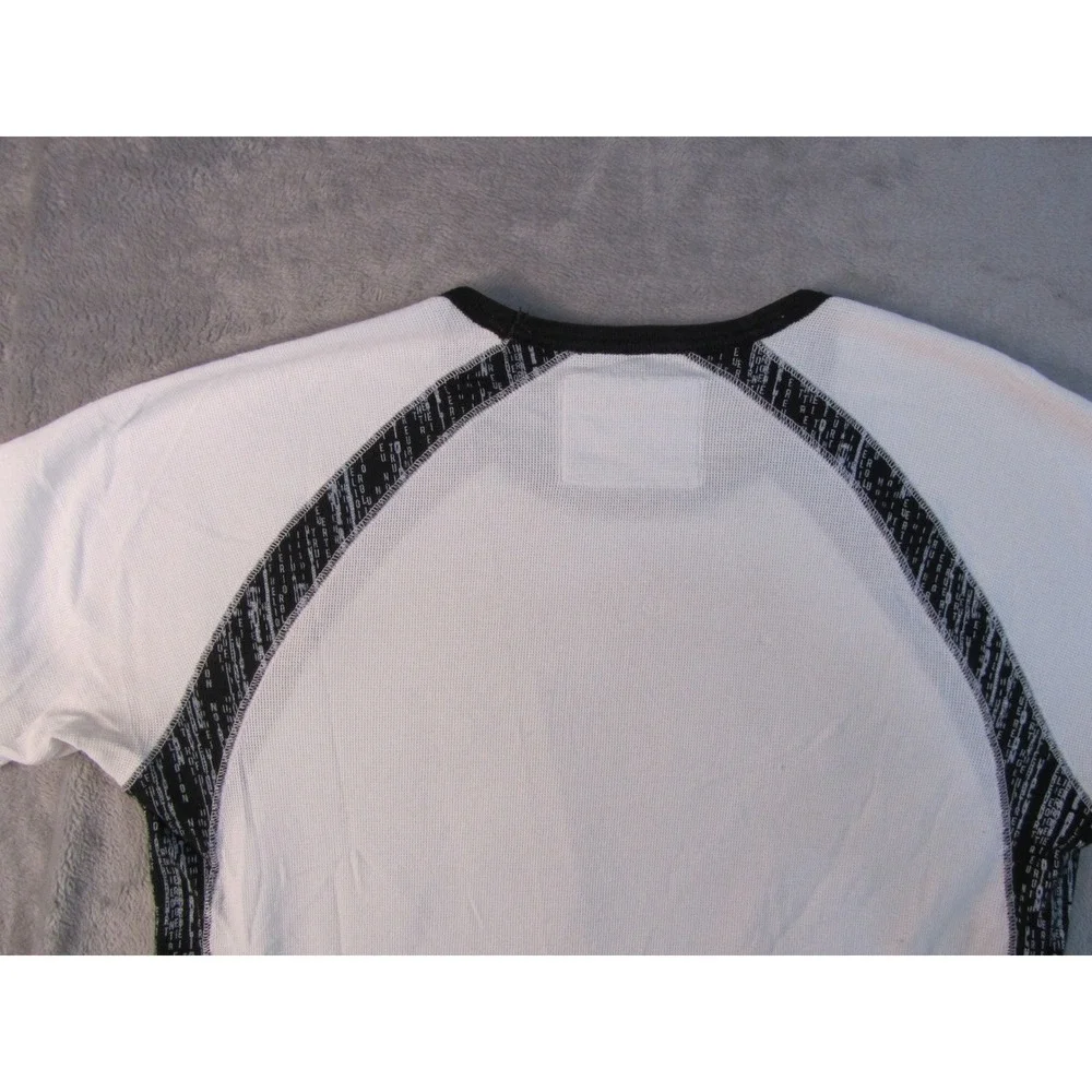 True Religion Mens White Black Raglan Thermal Graphic Logo T-Shirt Size M